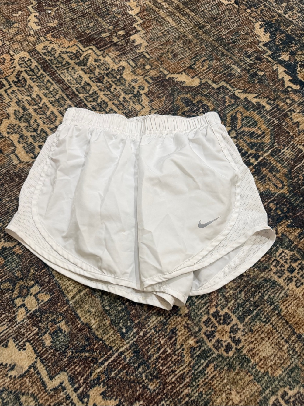 Nike White Women's Athletic Running Shorts with Reflective Swoosh
